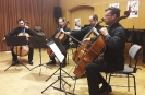 Die Vier EvangCellisten bei ihrem Auftritt im Kursabschluss-Konzert innerhalb der 