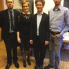 Markus & Hanno mit Cellistin MARA & dem Dirigenten Michael Falk kurz vorm Präsentationskonzert des Cello-Orchester-Workshops (Foto: Archiv)