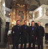 Die Vier EvangCellisten (mit Florian für den verhinderten Lukas) nach dem Konzert in Schwarzenbach an der Saale (Stadtteil Hallerstein) 2016. (Foto: Dominik Schaefer, Archiv)