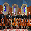 Oktett-Besetzung von projects4cellos nach ihrem Konzert bei den '25. Meßdorfer Musikfesttagen' 2023 (Foto: Heidrun Koberstein)