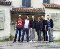 Die Vier EvangCellisten nach dem Workshop und Konzert in Hitzacker 2016 mit Ilka Wagener und Florian (Foto: Archiv)