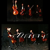 Auf der Bühne des Alten Schauspielhauses (in) Erfurt beim Schulkonzert der Vier EvangCellisten in Kooperation mit der Evangelischen Grundschule Erfurt 2018 (Fotos: Evangelische Grundschule Erfurt)