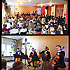 Bei den Schulkonzerten der Vier EvangCellisten in Kooperation mit der Musischen Realschule Naila 2018 im Saal der Landeskirchlichen Gemeinschaft Naila (Fotos: Musische Realschule Naila)